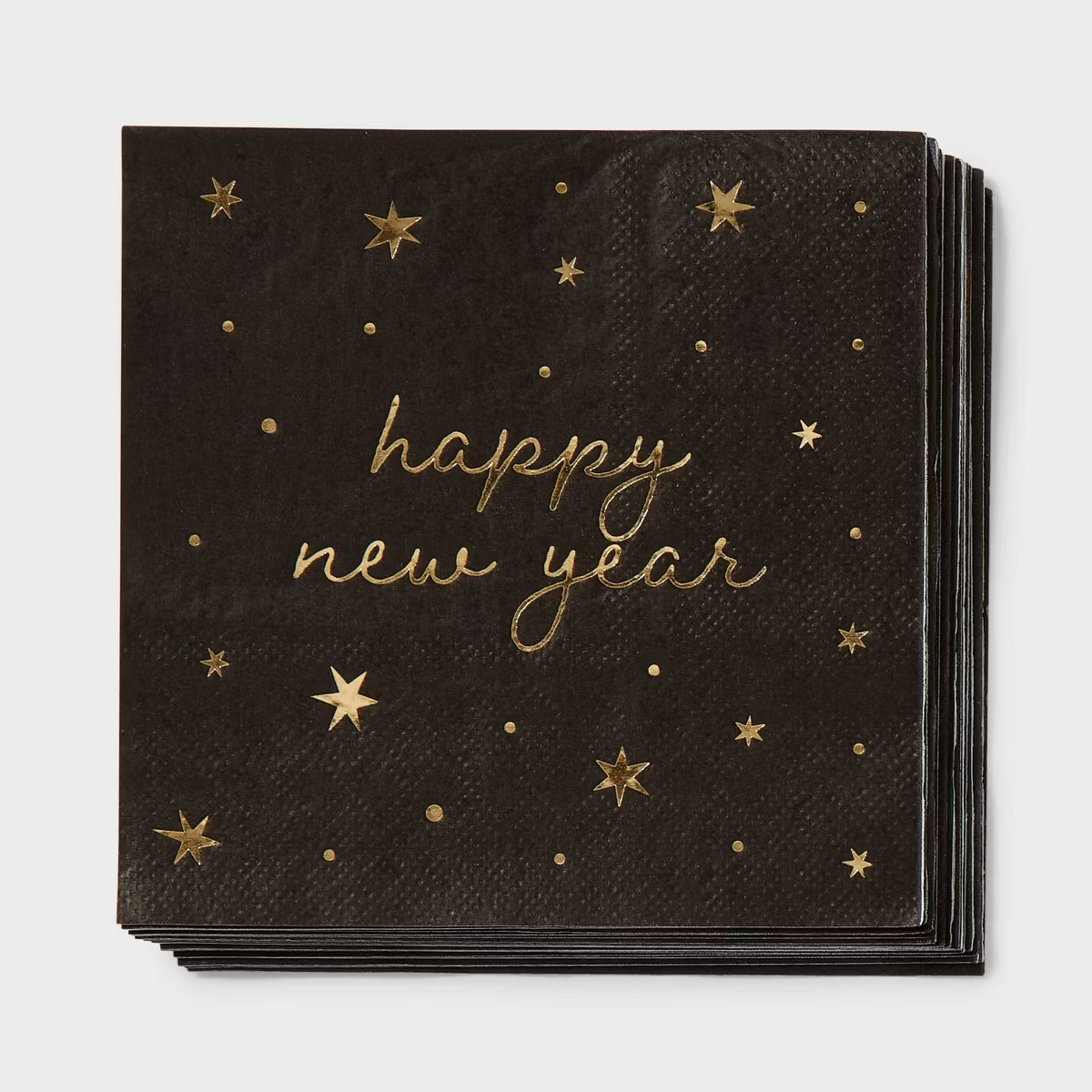 20ct Happy New Year Beverage Napkins Black/Gold - Spritz™ | Target