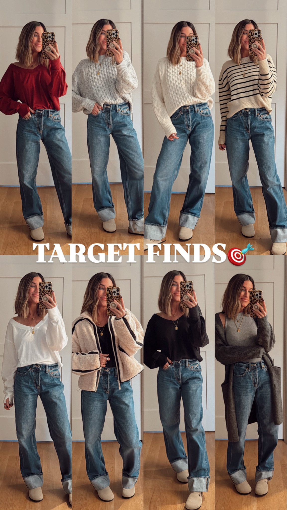 Recent Target finds that I’m LOVING! These all look so expensive!! 🙌🏼🙌🏼Wearing an xs in the solid color sweaters  and size small in the v neck long sleeve tees, jacket, cardigan and striped sweater. Size DOWN one in these jeans!

#LTKFindsUnder100 #LTKFindsUnder50 #LTKStyleTip