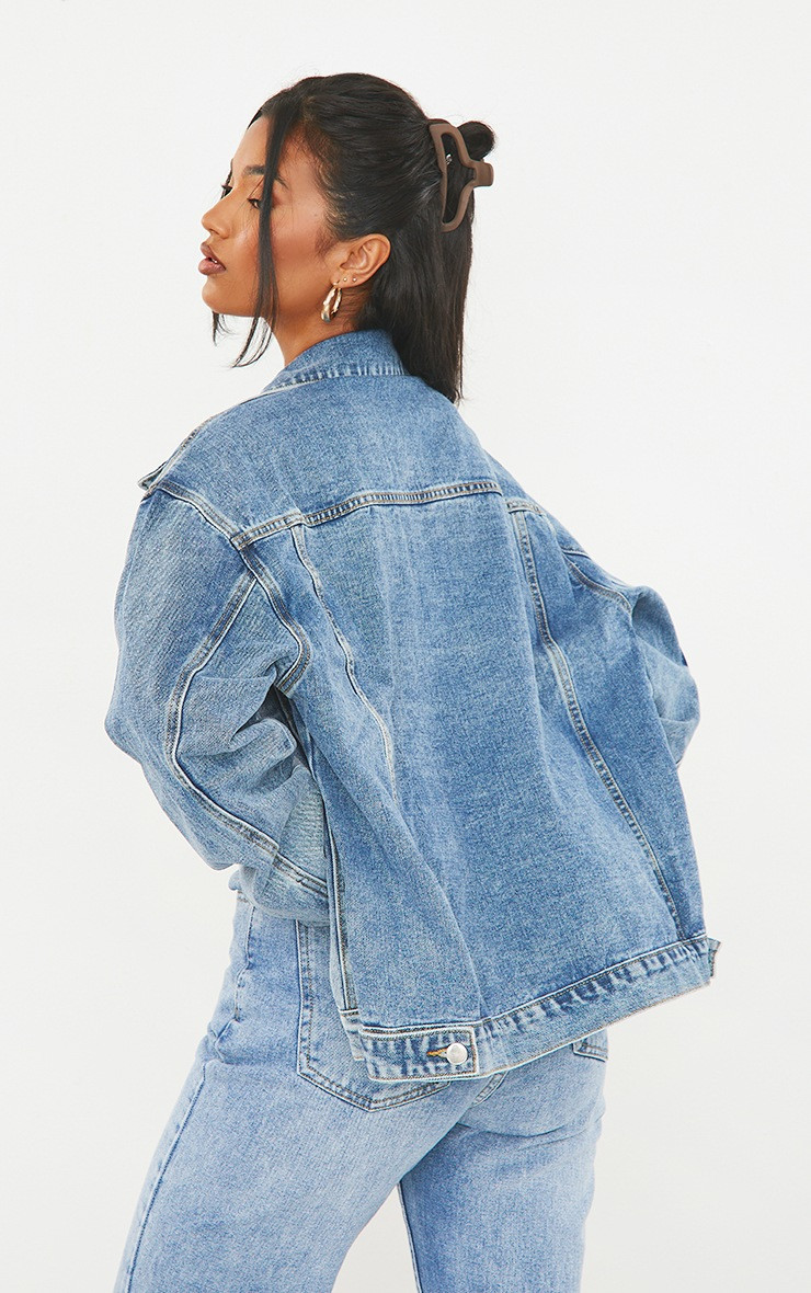 PRETTYLITTLETHING Vintage Wash Oversized Boyfriend Denim Jacket | Pretty Little Thing (Australia & New Zealand)