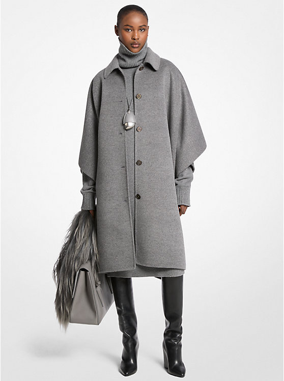 Double Faced Wool Melton Poncho Coat | Michael Kors US