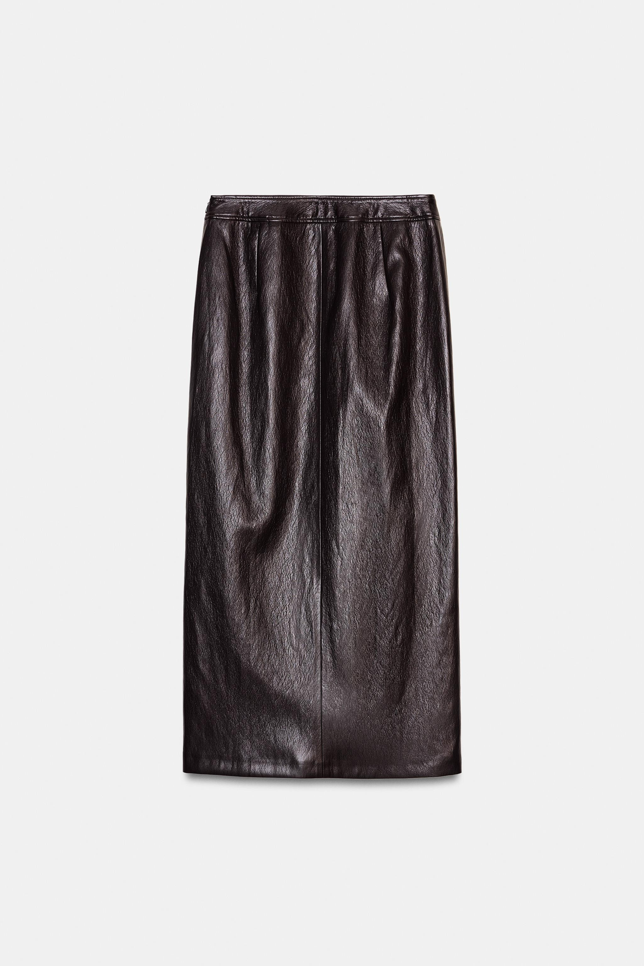 FAUX LEATHER MIDI SKIRT | Zara US