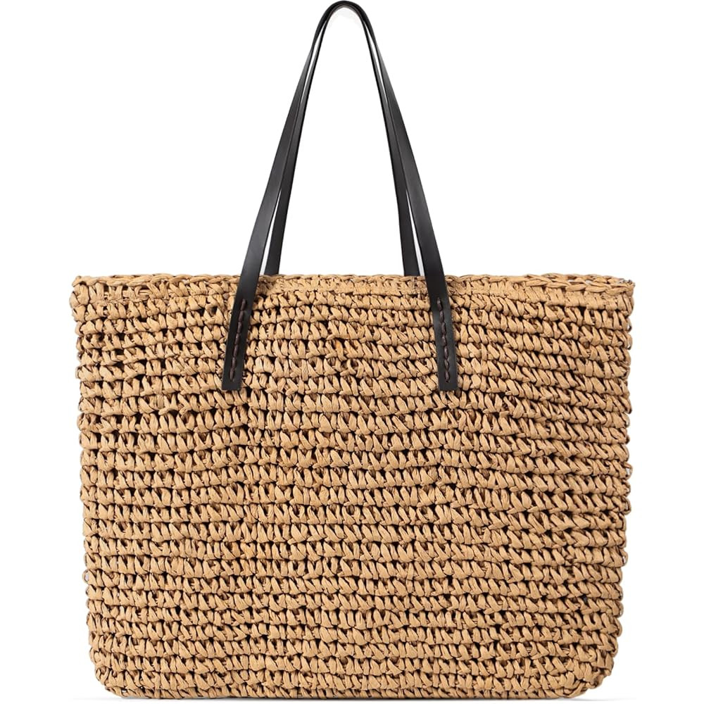 Pleneal Straw Beach Bags for Women - Women Beach Handmade Woven Tote Bag, Summer Mesh Hollow Shoulder Bag for Holiday | Amazon (US)