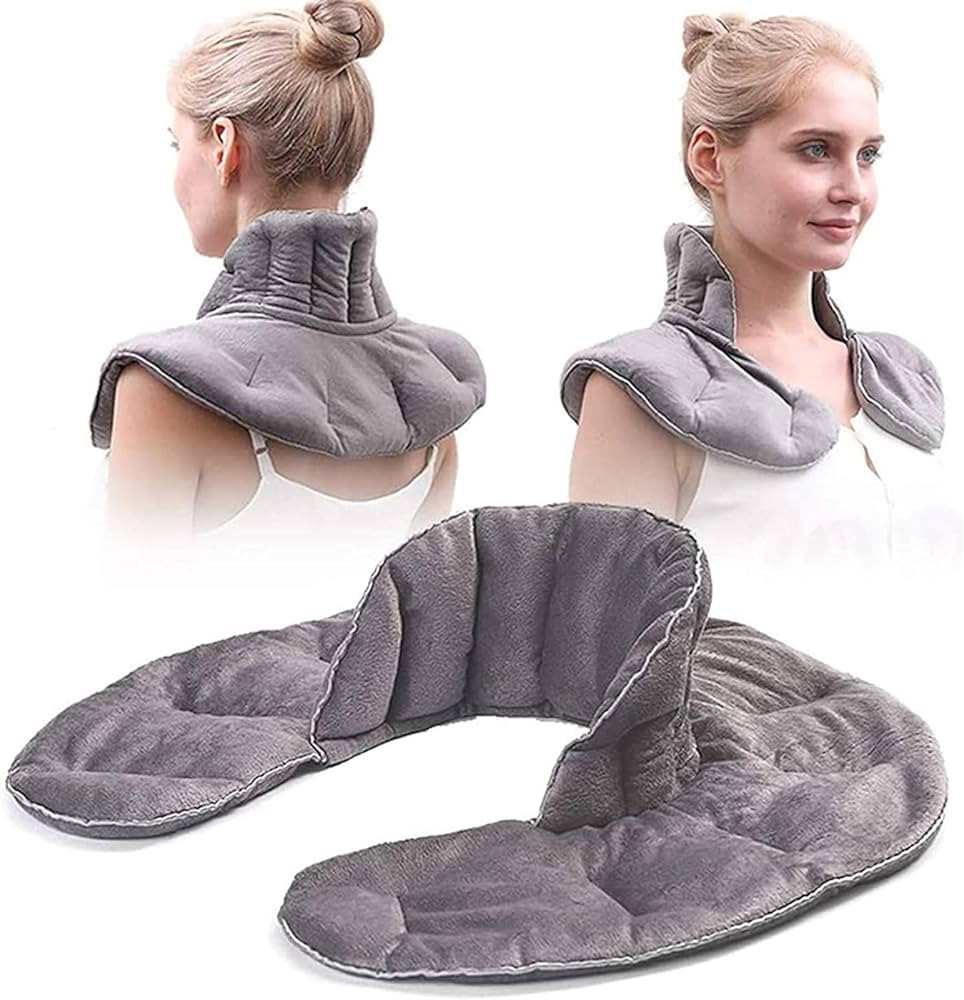 Microwavable Heating Pad for Neck and Shoulders Weighted Warmer Wrap with Moist Heat, Hot & Cold ... | Amazon (US)