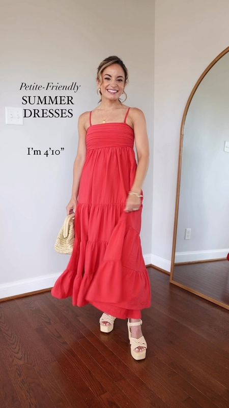 Petite-friendly summer dresses from @abercrombie #abercrombiepartner 

20% off ALL DRESSES + an additional, stacking 15%-off almost everything else with code "DRESSFEST"

White dress: petite xs (I’m wearing petite xxs, but recommend a size up) 
Red mini dress: xxs 
Sage dress: xxs 
Red maxi dress: petite xxs tts 

My measurements for reference: 4’10” 105lbs bust, waist, hips 32”, 24”, 35” size 5 shoe 

#LTKSaleAlert #LTKStyleTip