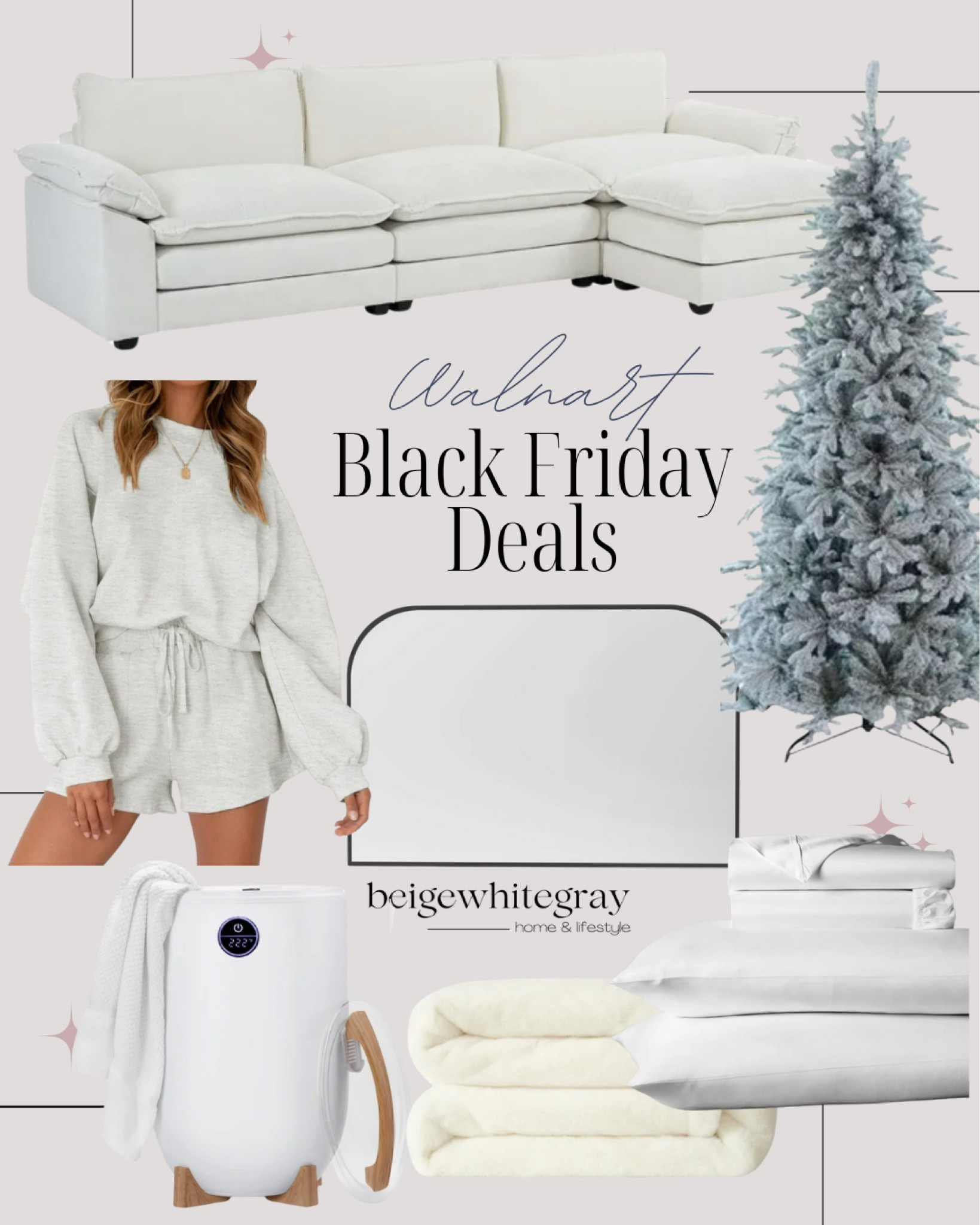 Black Friday deals at Walmart! The Christmas tree is from King of Christmas and on sale!! Flocked Christmas tree. The mirror is an on major deal!! Loving this cute lounge set, fuzzy throw blanket, towel warmer and sheet set!! Let’s not leave out the amazing deal on this sofa. 

#LTKCyberWeek #LTKHome #LTKSaleAlert