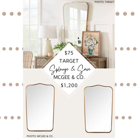 🚨Brand new find🚨 

McGee and Co.’s Josephine Mirror is made of iron and wood and features an antique bronze frame, minimalist style, wave top, and is 26"x 42".   Target’s Metal Curved Top Mirror is designed with Studio McGee, so it features a similar wave top and minimalist style.  It also features a gold aluminum frame, comes with mounting hardware, and is 23" x 36".  This is a great example of why I love it when high-end designers release a more affordable product line — we get two prices and one style.  Pick a price that fits you. 

#mcgeeandco #studiomcgee #target #targethome #targetfinds  #mirror #sale #salealert #deal #decor #homedecor McGee and Co. Josephine mirror dupe. Wave top mirror, crest mirror, irregular shaped mirror. Vintage style mirror. Gold mirror. Gold wave mirror. 
McGee and Co. Dupes. Studio McGee dupes. McGee and Co. Mirror dupes. vintage-inspired mirror. Vanity mirror. Bathroom mirror. Entryway mirror. Fireplace mantle mirror. Wall mirror. #design #bedroom #livingroom #office #walldecor #discount #mirror Target finds. Target home finds. Target mirror. Target dupes. Target home decor. Target furniture. 

#LTKhome #LTKunder100 #LTKFind
