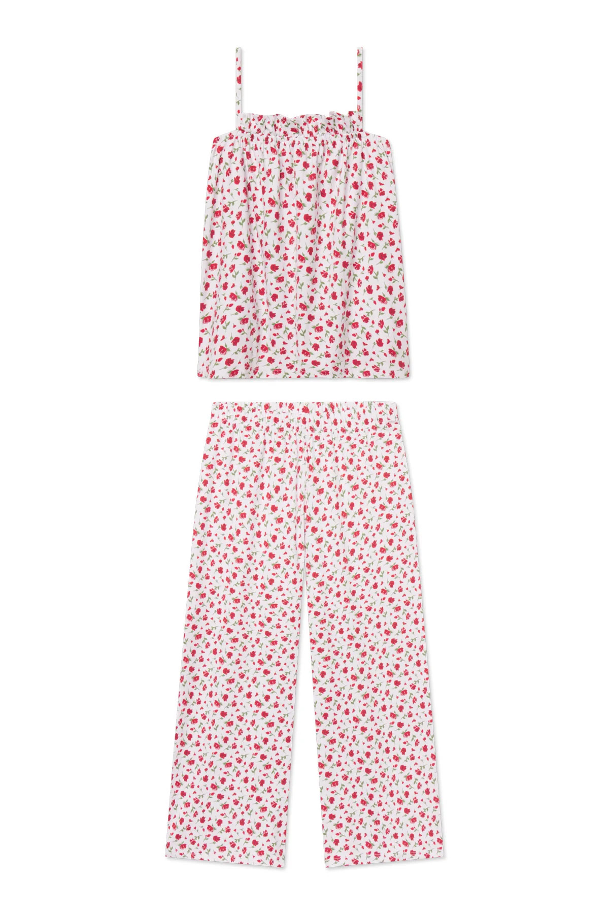 Pima Ruffle Pants Set in Rose Bouquet | Lake Pajamas