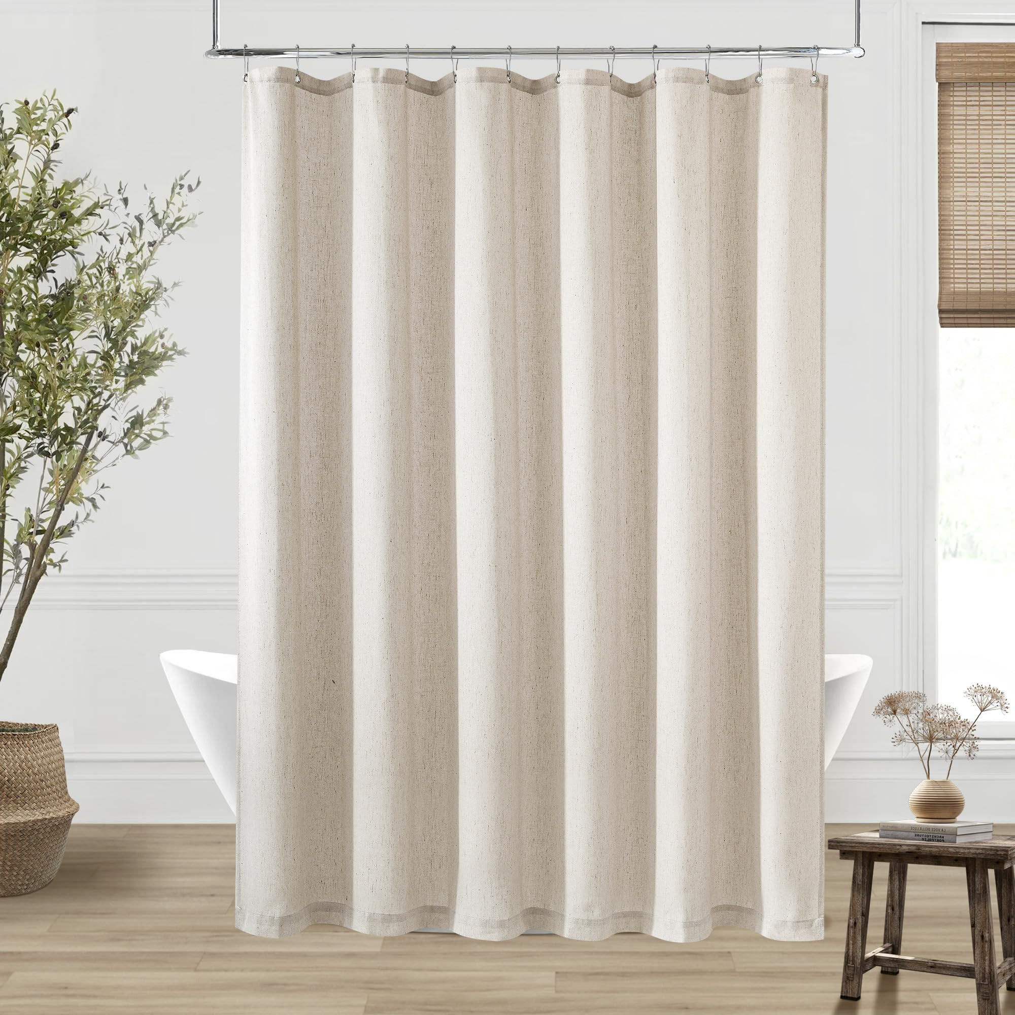 90 Inch Shower Curtain Linen Neutral Earth Tone Extra Long Shower Curtain for Bathroom Bath Drape... | Amazon (US)