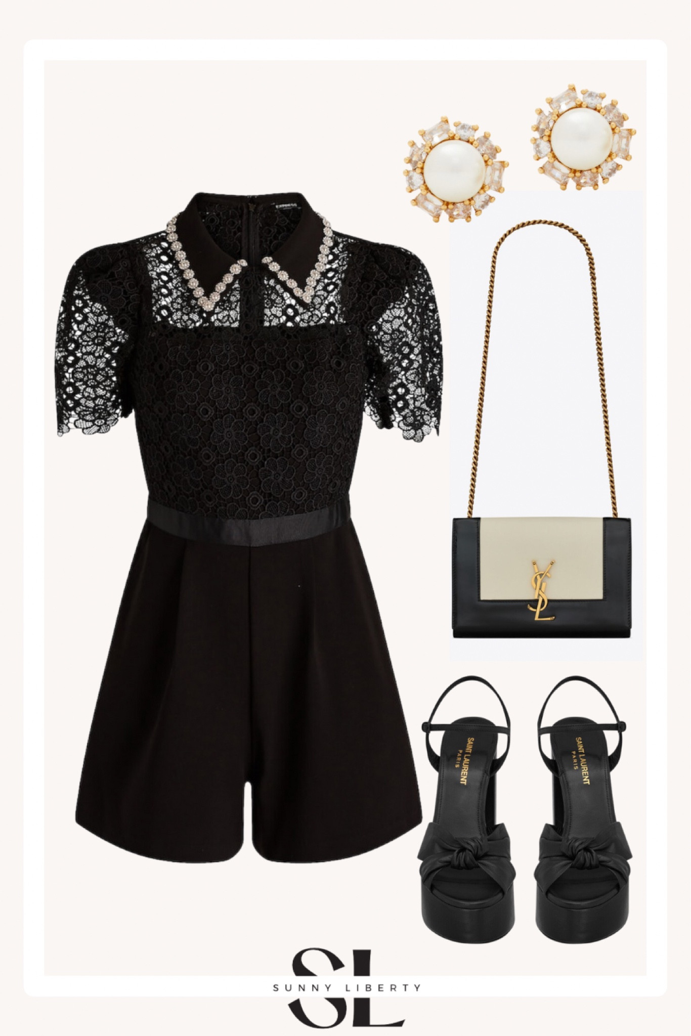 Pearl embellished romper from Express. Shoes and bag are Saint Laurent. I linked a similar shoe below.

Date night • Romper • Dressy • Black

#LTKitbag #LTKshoecrush