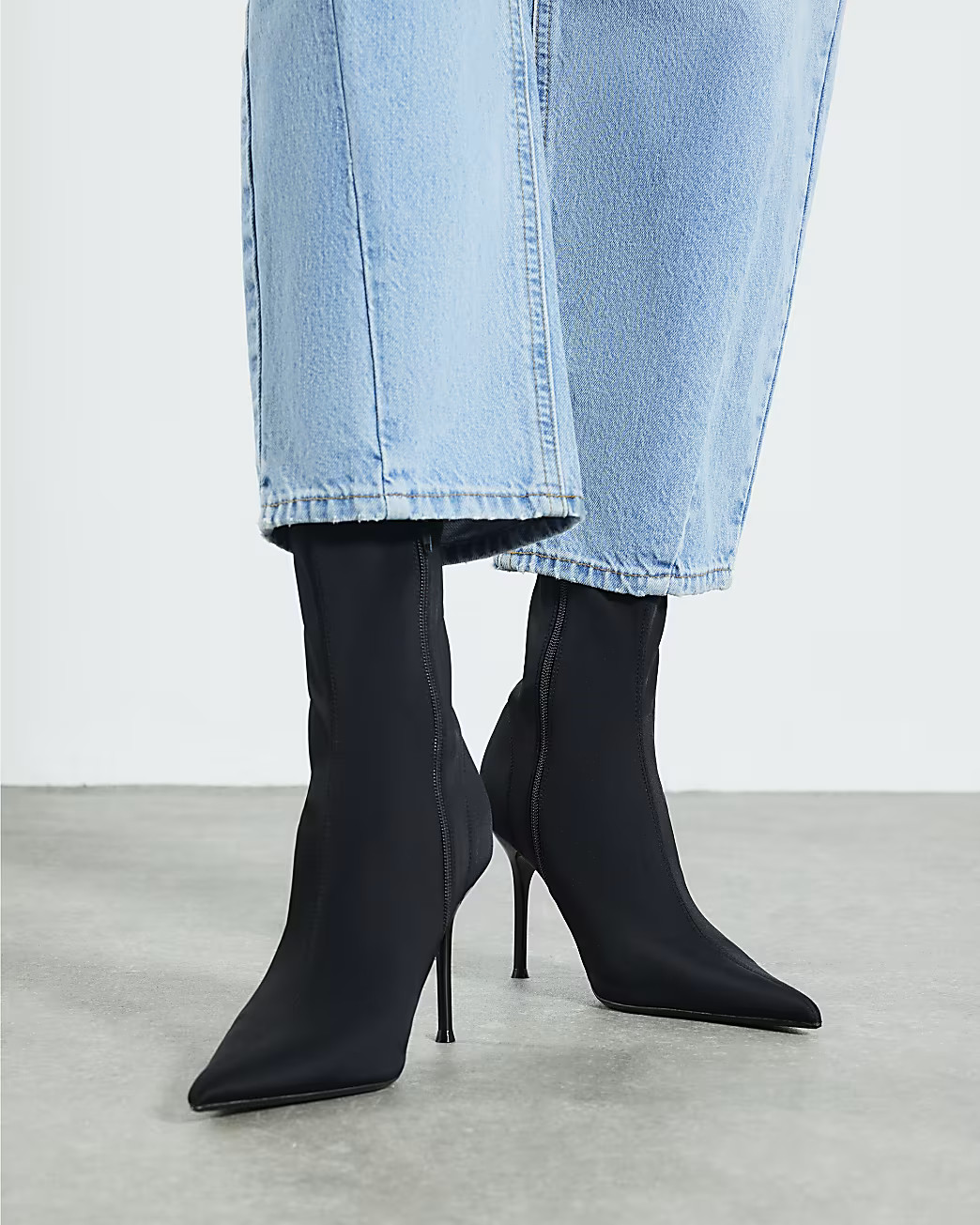 Black Heeled Sock Ankle Boots | River Island UK & IE