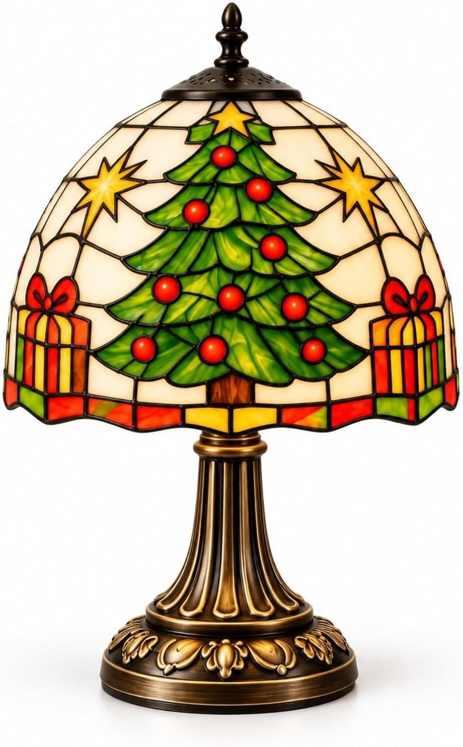 Christmas Tree Tiffany Style Table Lamp, 8 Inch Small Antique Lamp for Bedside Nightstand Bedroom Living Room Home Office Christmas Decorations for the Home | Amazon (US)
