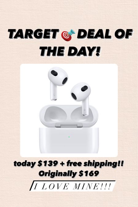 Apple AirPods on sale today at target! I love mine. I wear them while I’m doing the dishes and cleaning the house and I listen to my podcast makes housework goes so much faster.😂😂

#LTKfitness #LTKxTarget #LTKsalealert
