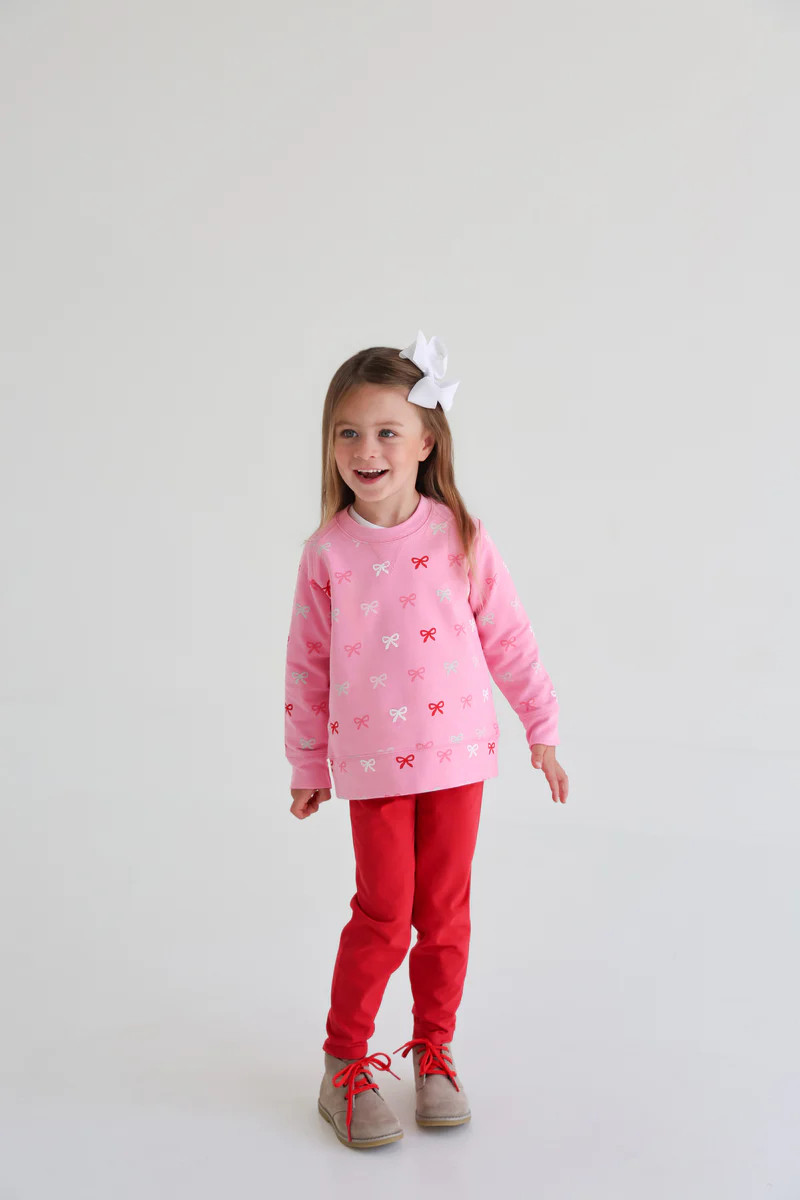 Cassidy Comfy Crewneck - Bitty Bows with Hamptons Hot Pink | The Beaufort Bonnet Company