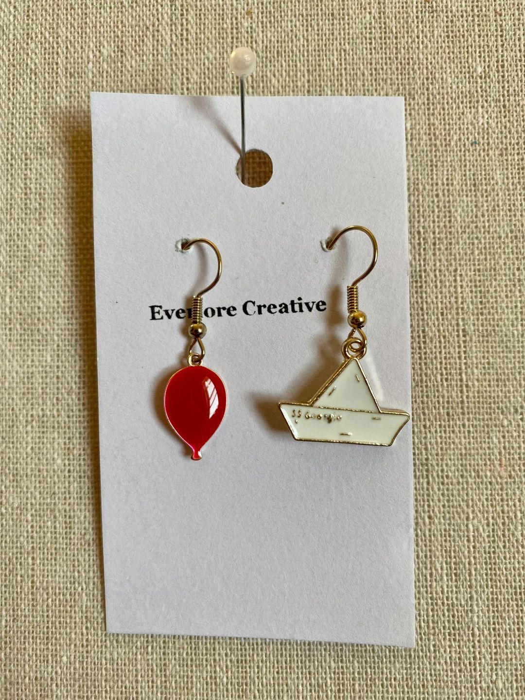 IT Inspired Red Balloon and Paper Boat EARRINGS Dangle Movie Pennywise Horror Mix and Match Uniqu... | Etsy (US)