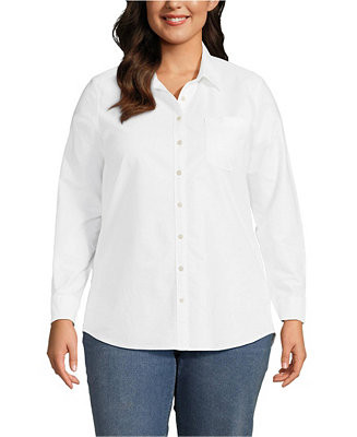 Lands' End Plus Size Oxford Shirt - Macy's | Macy's