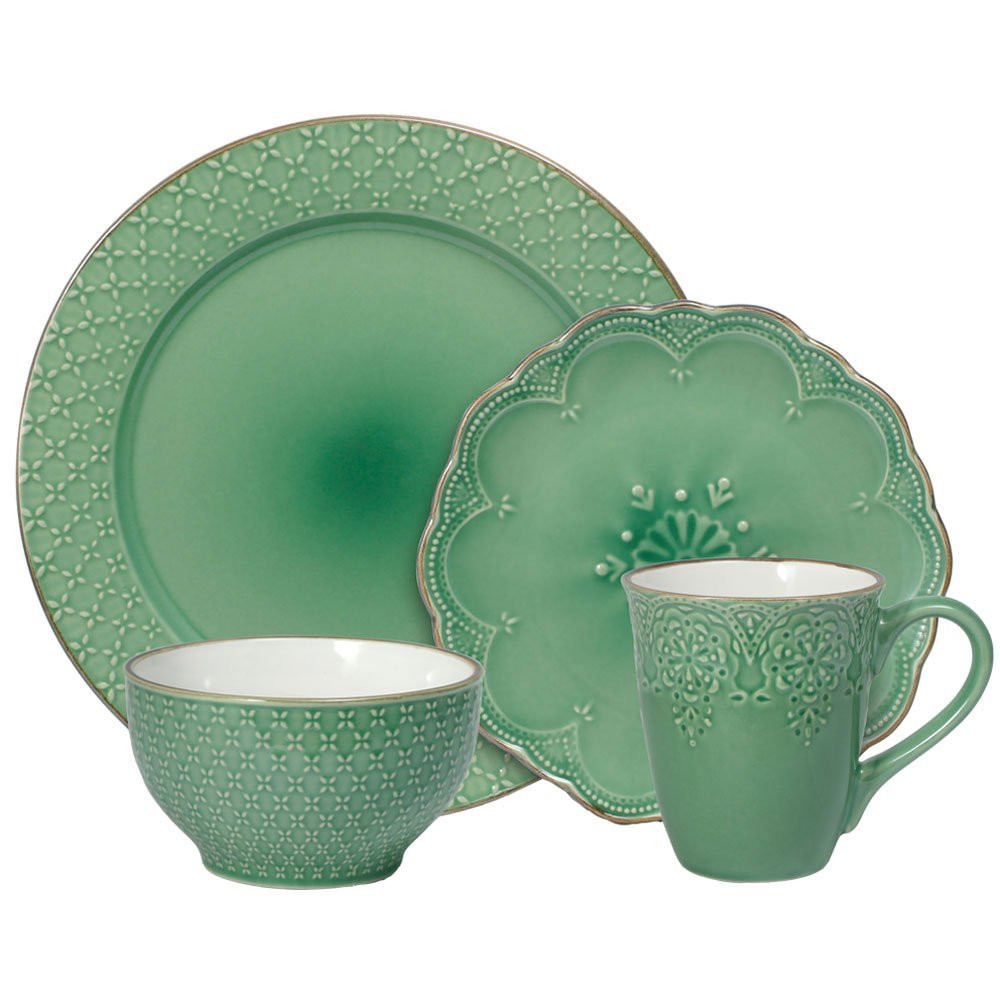 Pfaltzgraff French Lace Green Dinnerware Set (48 Piece) | Amazon (US)