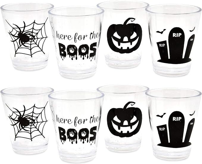 Plastic Reusable Halloween Whiskey Shot Glasses Set of 16 Drinking Cups Here for the Boos RIP Tom... | Amazon (US)
