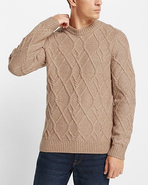 Wool-blend Cable Knit Crew Neck Sweater | Express
