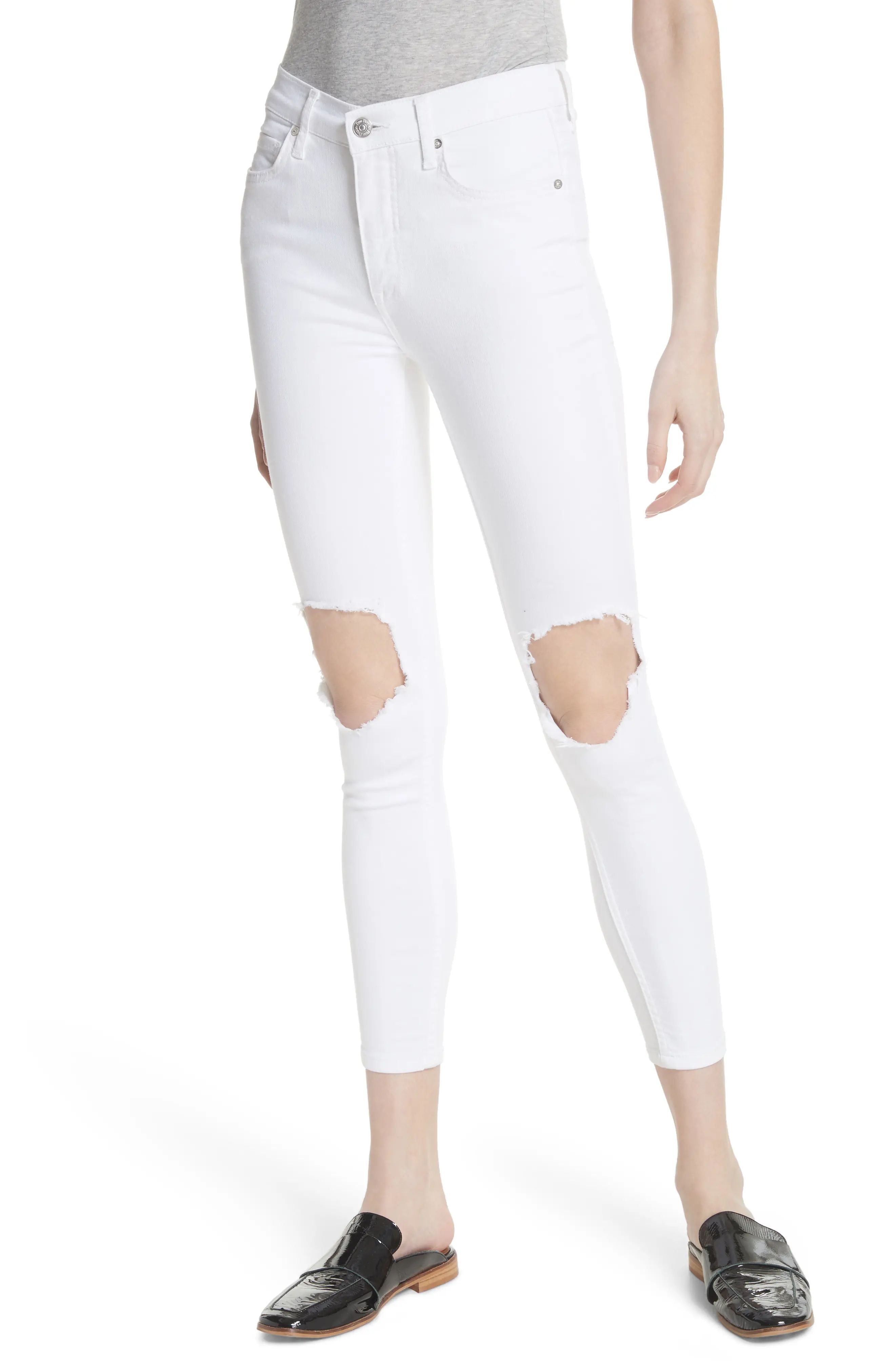 Women's We The Free By Free People High Waist Busted Knee Skinny Jeans | Nordstrom