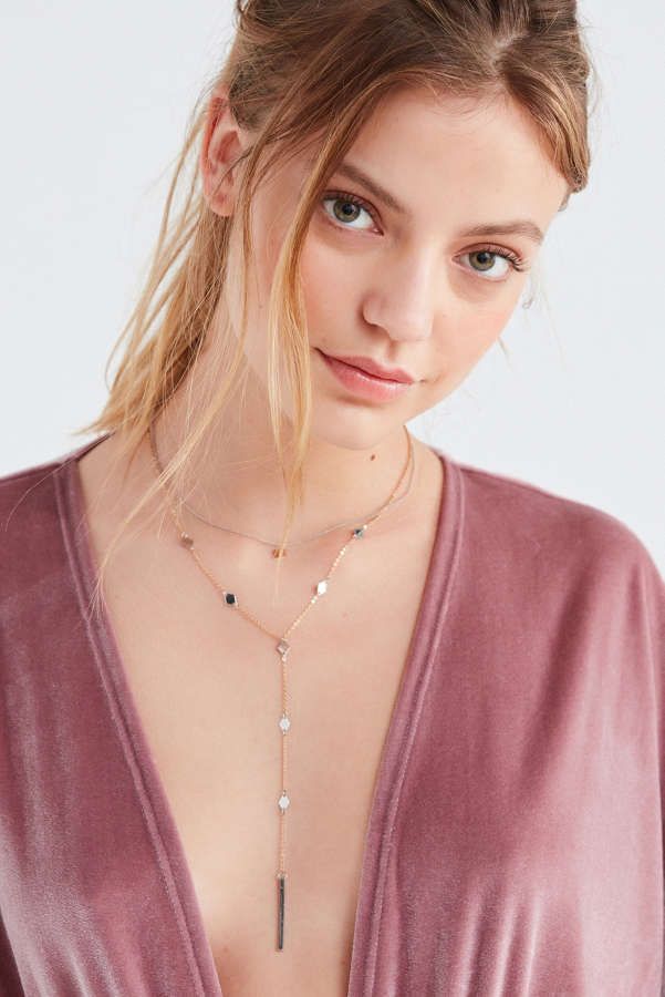 Diamond Disc Layered Lariat Necklace | Urban Outfitters US