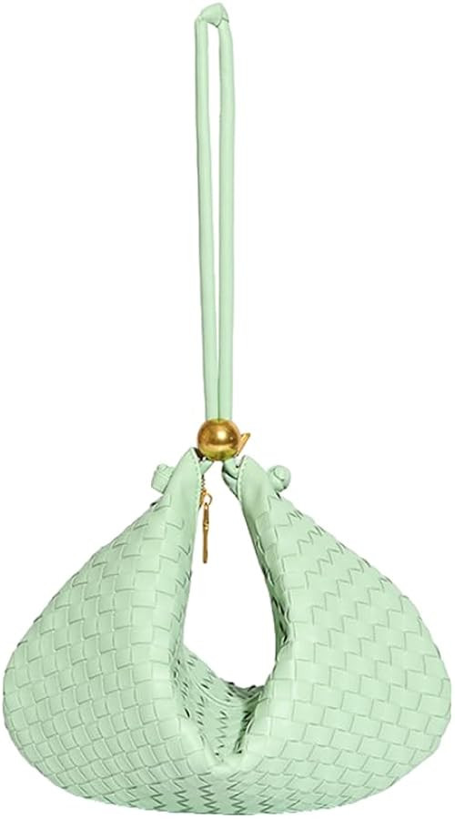 PSBIY Women Woven Vegan Leather Hobo Bag Soft Underarm Bag Shoulder Bag Solid Color Dumpling Purs... | Amazon (US)