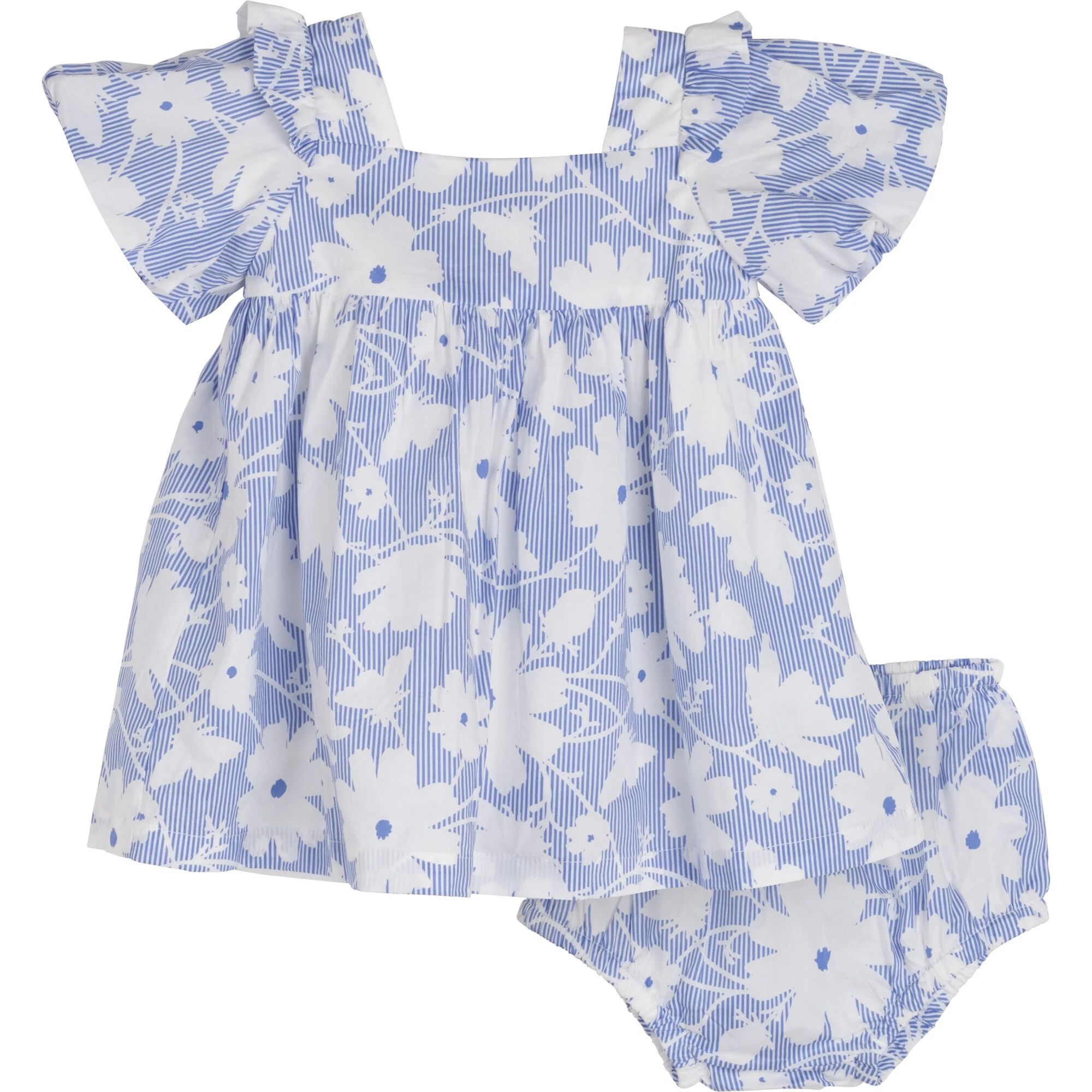 Baby Rachel Dress, Blue Striped Floral | Maisonette