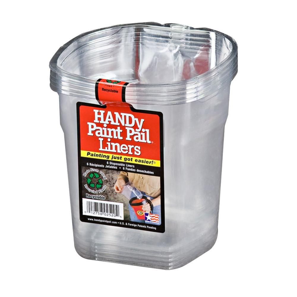 HANDy Paint Pail 1 qt. Clear Plastic Liners (6-Pack)-2520-CT - The Home Depot | Home Depot