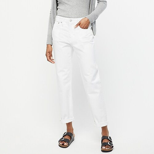 Petite slouchy boyfriend jean in white | J. Crew US