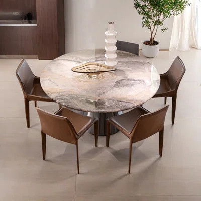 Modern Round Marble Dining Table Set | Wayfair North America