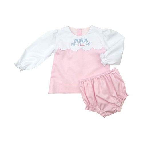 Pink and White Scalloped Diaper Set | Cecil and Lou