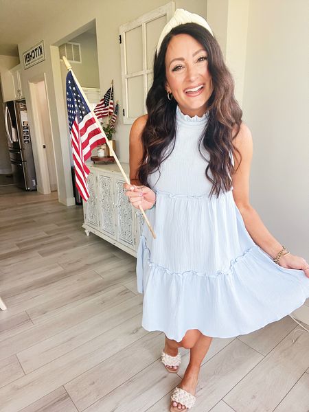 The CUTEST summer dress that is perfect for the 4th of July! 🇺🇸 Wearing my true size small - bump friendly and great for maternity or not! 

#LTKSeasonal #LTKbump #LTKunder100