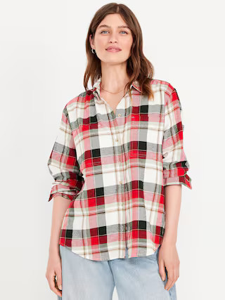 Flannel Boyfriend Button-Down Shirt | Old Navy (US)