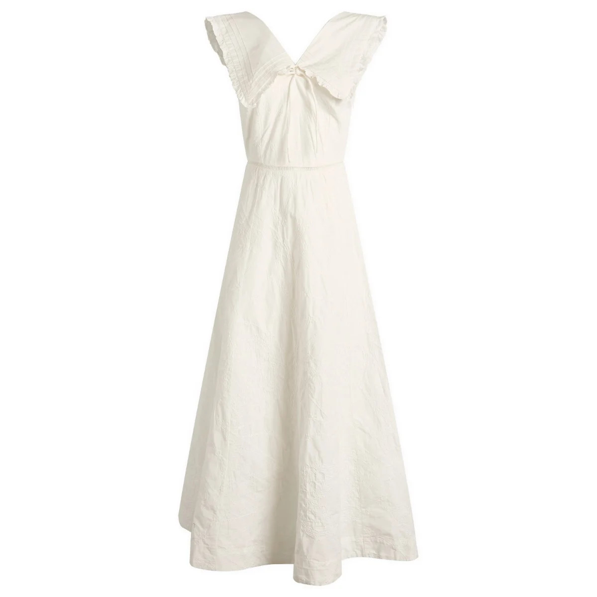 Damson Madder Women's Fan Fan Midi Dress in White, Size UK 8 | END. Clothing