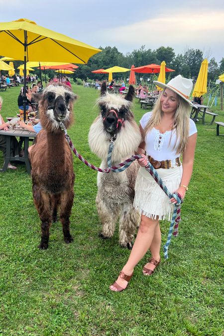 Hanging with the alpacas. Fringe skirt, white bodysuit, beaded belt, brown sandals and a hat to finish it off

#LTKSeasonal #LTKFind #LTKunder50