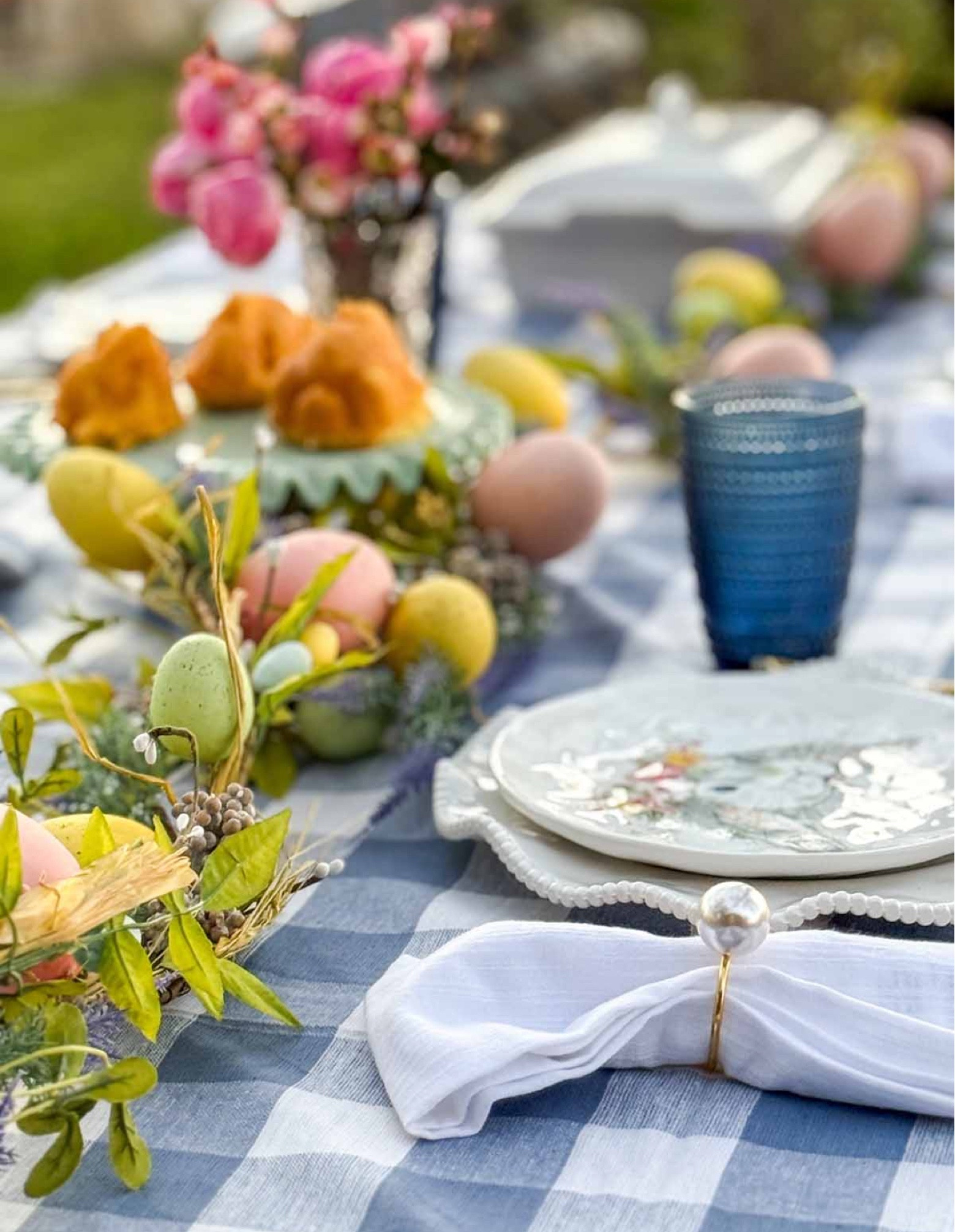 This blue and white gingham tablecloth is a spring essential! It pairs beautifully with this Easter egg garland and these fabulous Easter bunny plates. These Easter tablescape and decor essentials are available at @wayfair #wayfairpartner #wayfair 

#LTKHome #LTKParties #LTKSeasonal