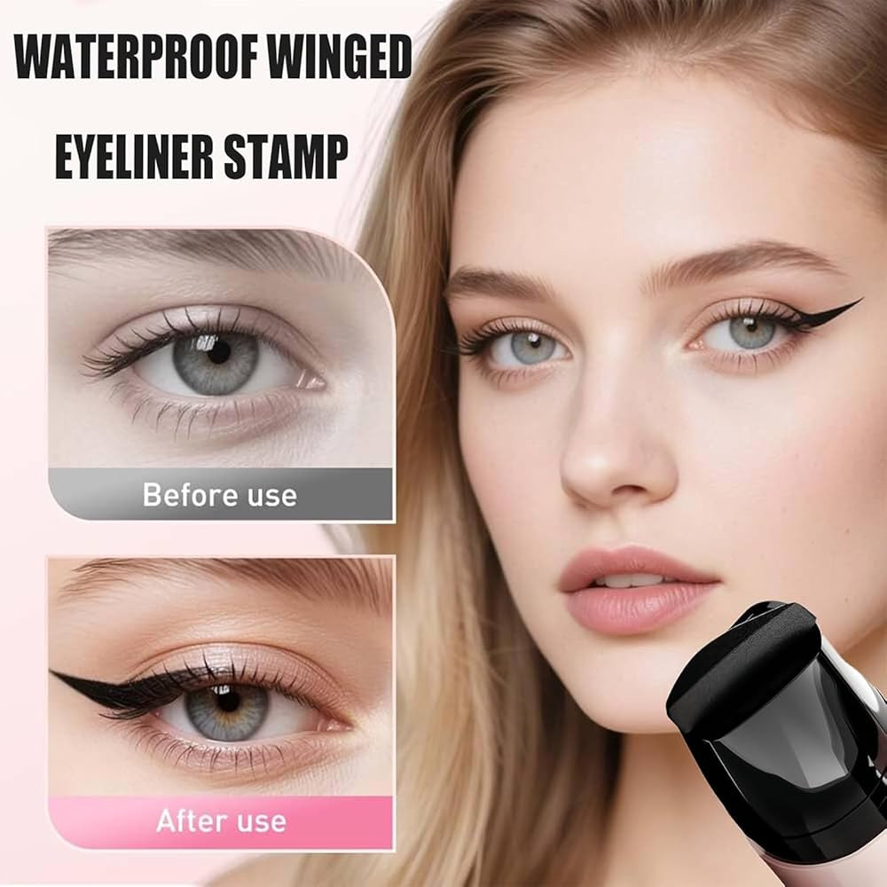 Rotating Eyeliner Stamp Pen,Winged Eyeliner Stamp,Wing eyeliner stamp,Smudge Proof & Waterpoof Eye Liner,Easy Eye Stencil Makeup Tool (2PCS-Black) | Amazon (US)