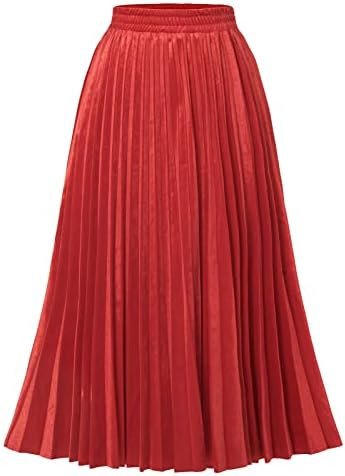 DRESSTELLS Pleated Midi Skirts for Women, Long Aline High Elastic Waisted Holiday Party Skirt | Amazon (US)