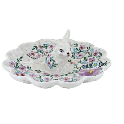 Blue Rose Polish Pottery Lilac Garden Bunny Egg Plate | Target