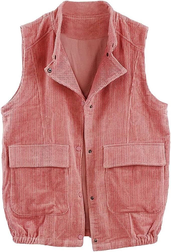 Minibee Women's Corduroy Vest Jacket Vintage Sleeveless Button Down Shirt Coat Lightweight Outerw... | Amazon (US)