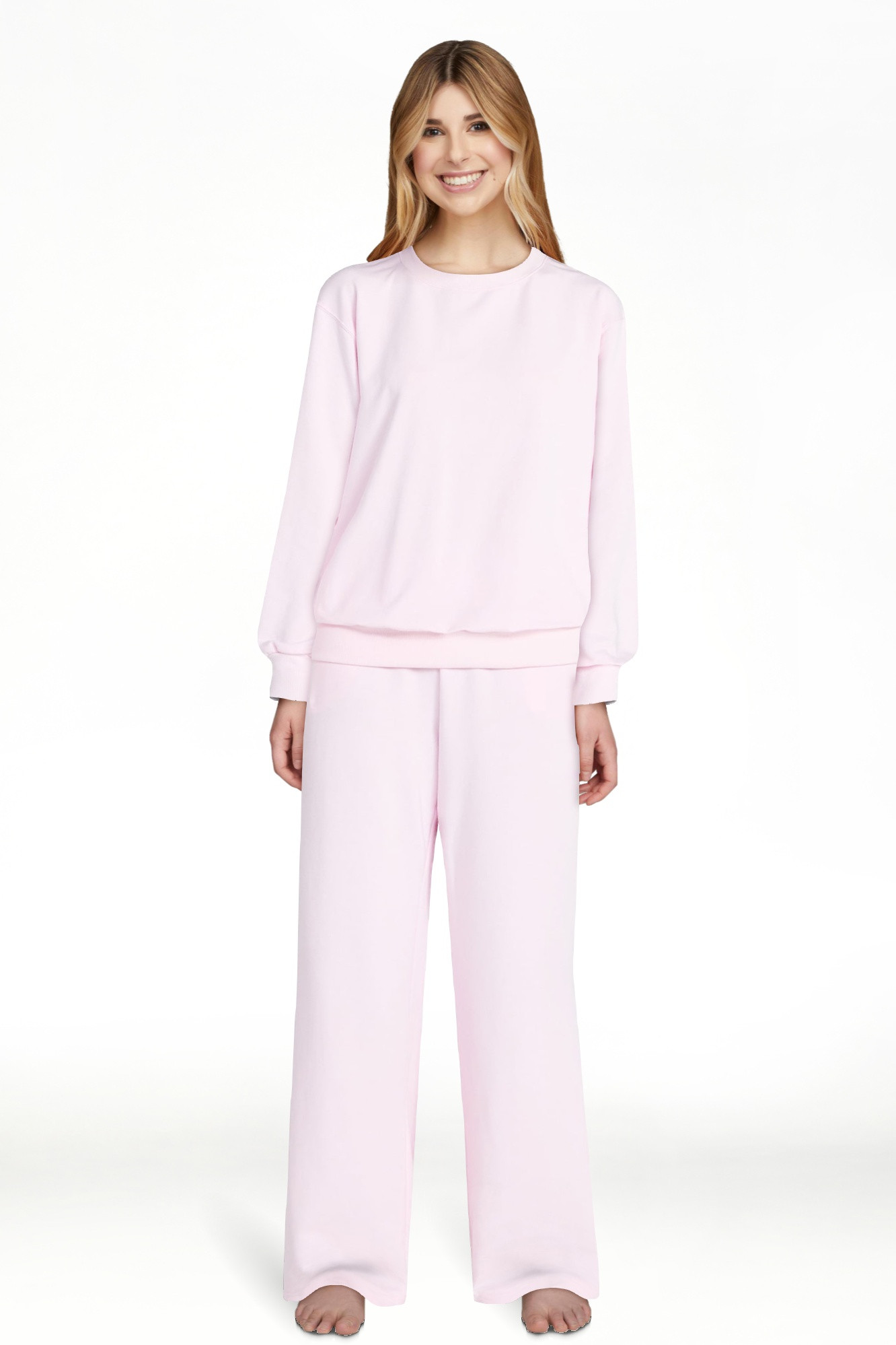 No Boundaries Cozy Sleep Long Sleeve Top and Pants Set, 2-Piece, Women\u2019s | Walmart (US)