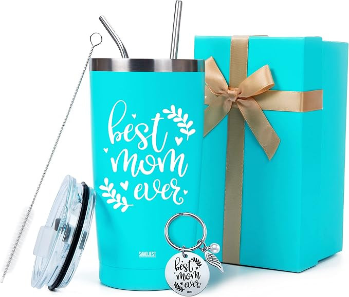 SANDJEST Best Mom Ever Tumbler - 20 oz Christmas Gift for Mother Stainless Steel Mint Coffee Trav... | Amazon (US)