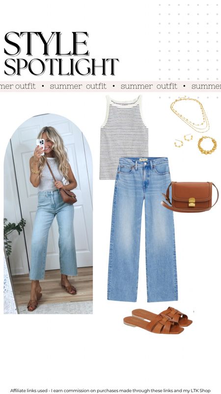 Casual summer outfit
Madewell jeans
Striped tank top
Minimal style 