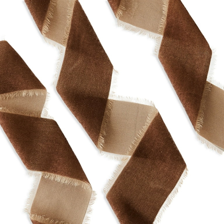 Brown Frayed Edge Christmas Ribbon, 12', by My Texas House | Walmart (US)