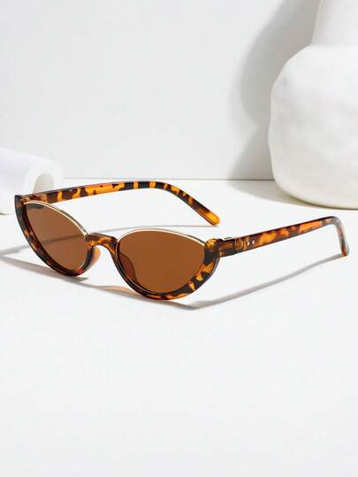 Brown Oval Tortoise Shell Sunglasses | SHEIN