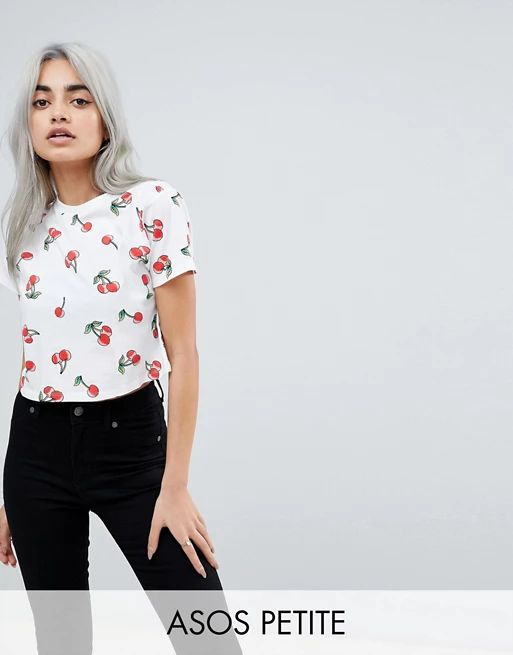 ASOS PETITE T-Shirt in Cherry Print | ASOS US