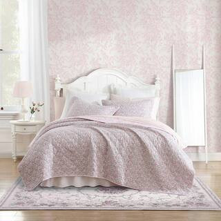 Loveston 3-Piece Pink Cotton Full/Queen Quilt Set | The Home Depot