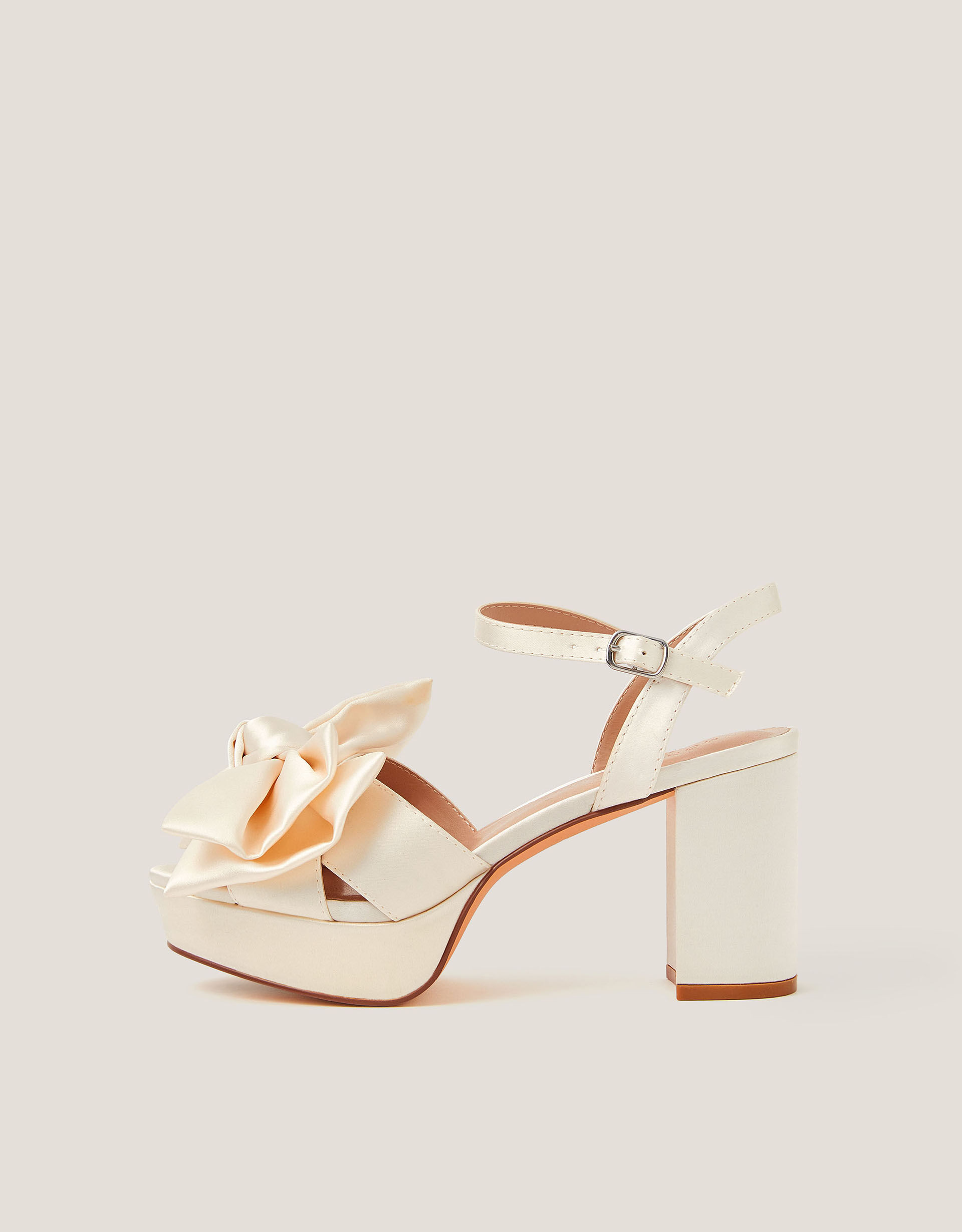 Alana Satin Platform Heels Ivory | Monsoon (UK)