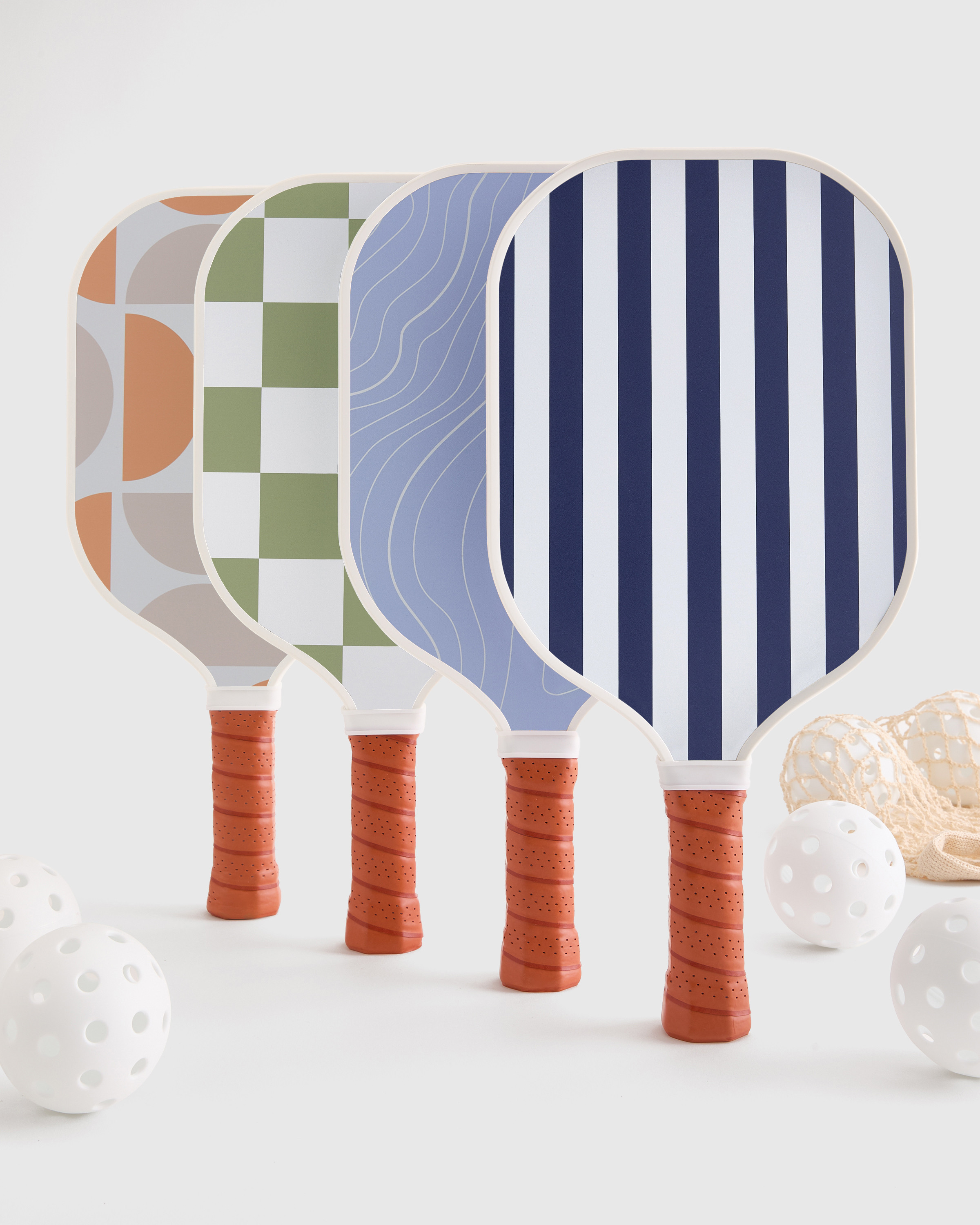 Quince | Four Paddle Pickleball Set in Navy/Sky Blue/Sage, Fiberglass | Quince