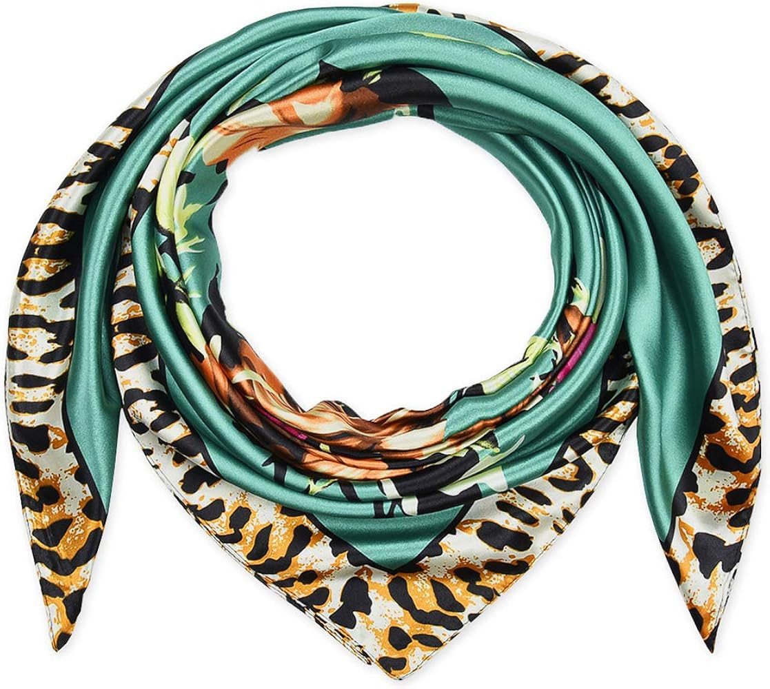 35 x 35 Women Square Stain Silk Like Head Scarf Hair Wrap Scarves Night Sleeping | Amazon (US)