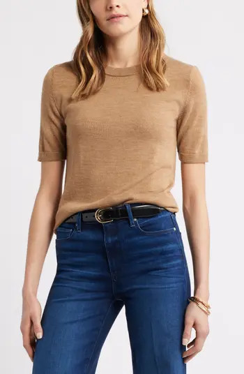 Short Sleeve Merino Wool Blend Sweater Top | Nordstrom